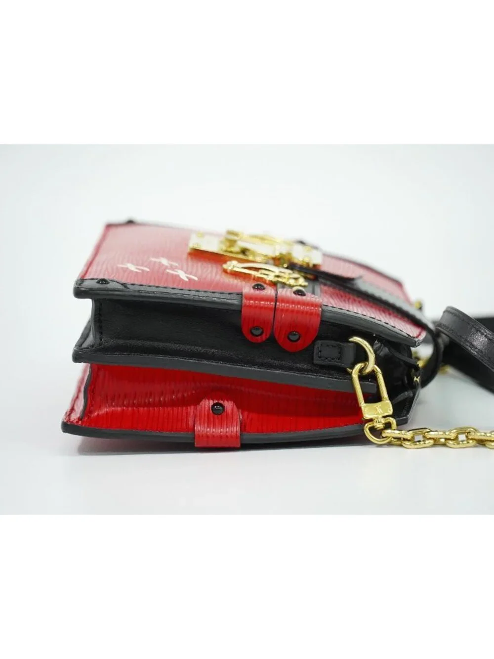Louis Vuitton LV Trunk Clutch Leather Shoulder Bag Pochette Rouge Noir